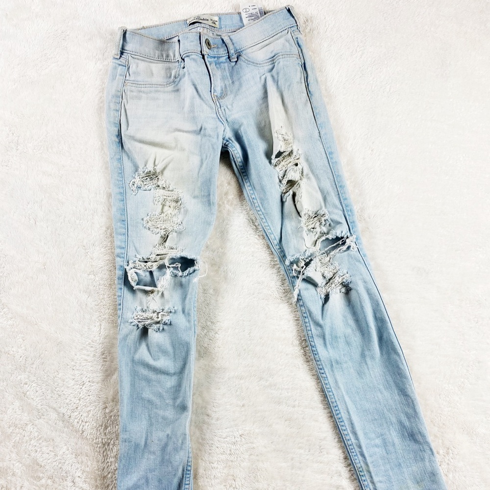 abercrombie Distressed Light Denim Slim Skinny Jeans Size 16